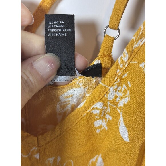 Forever 21 Yellow Floral Mini Sundress Small New Spaghetti Strap Fit And Flare - Picture 3 of 11